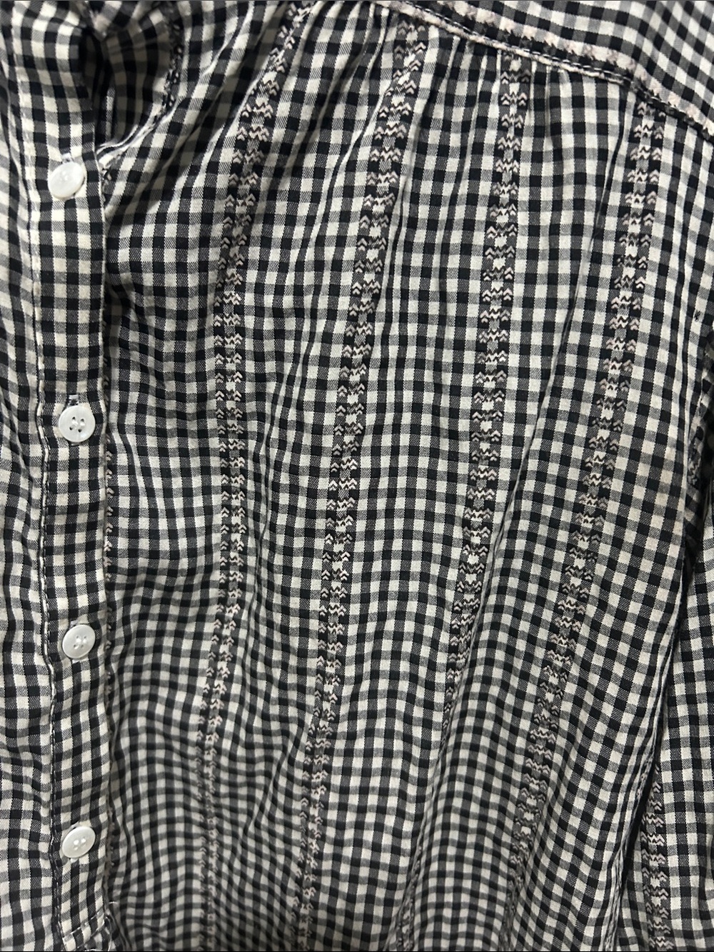 Max Studio Black and White Gingham Button-Down Blouse - Picture 3 of 5